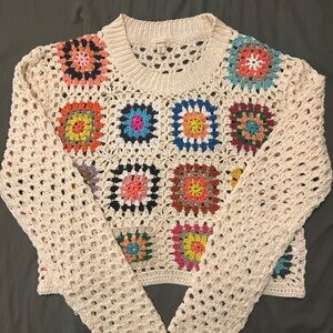 Multicolor Granny Square Crochet Sweater